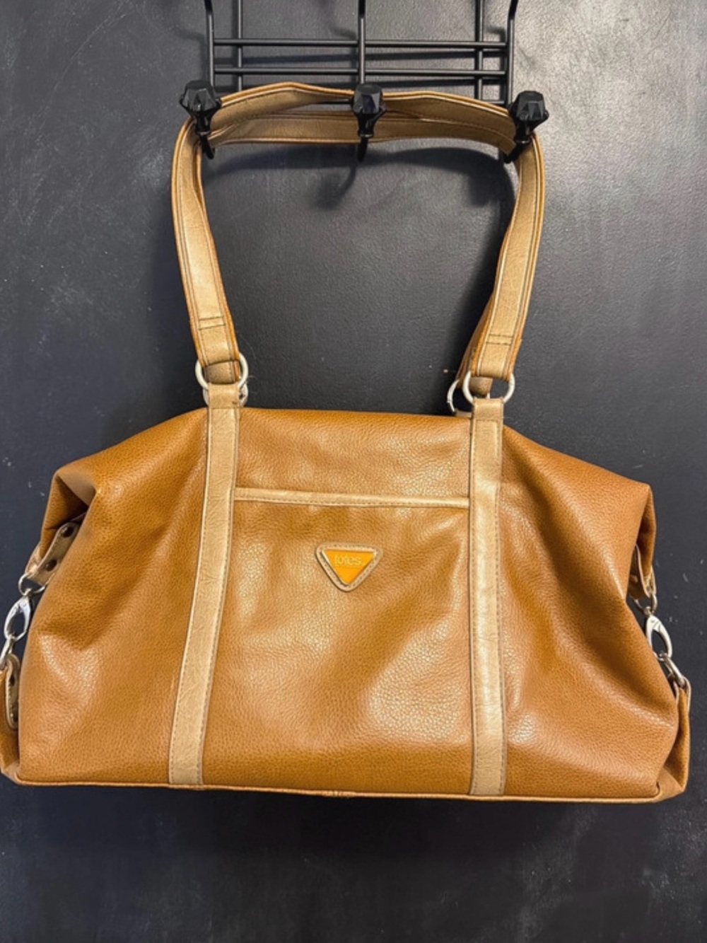 Vintage tote shoulder bag with iconic orange triangle. Likely 90’s early 2000.